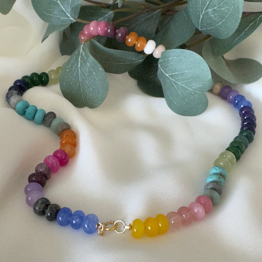 Classic rainbow gemstone necklace